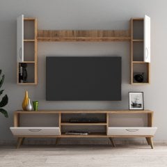 Mega 180 lik Kapaklı Raflı Tv Ünitesi Çam Beyaz - TVU0203
