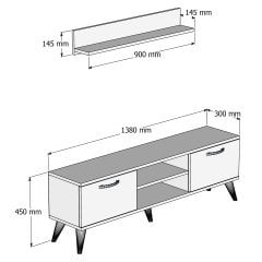 Safir 138 lik L Raflı Tv Ünitesi Beyaz - TVU0401