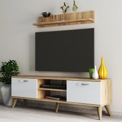 Safir 138 lik L Raflı Tv Ünitesi Çam - Beyaz  - TVU0403