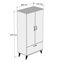 Nova 2 Kapılı Gardırop Beyaz-Çam - GRD0203