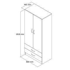 2 Kapılı İki Çekmeceli Geniş Gardrop Çam - GRD0402