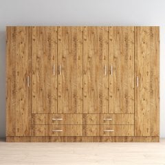 6 Kapılı İki Çekmeceli Geniş Gardrop Çam - GRD0802