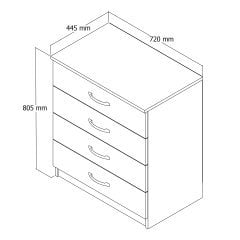 Şifonyer 4 Çekmeceli Beyaz - SFY0101