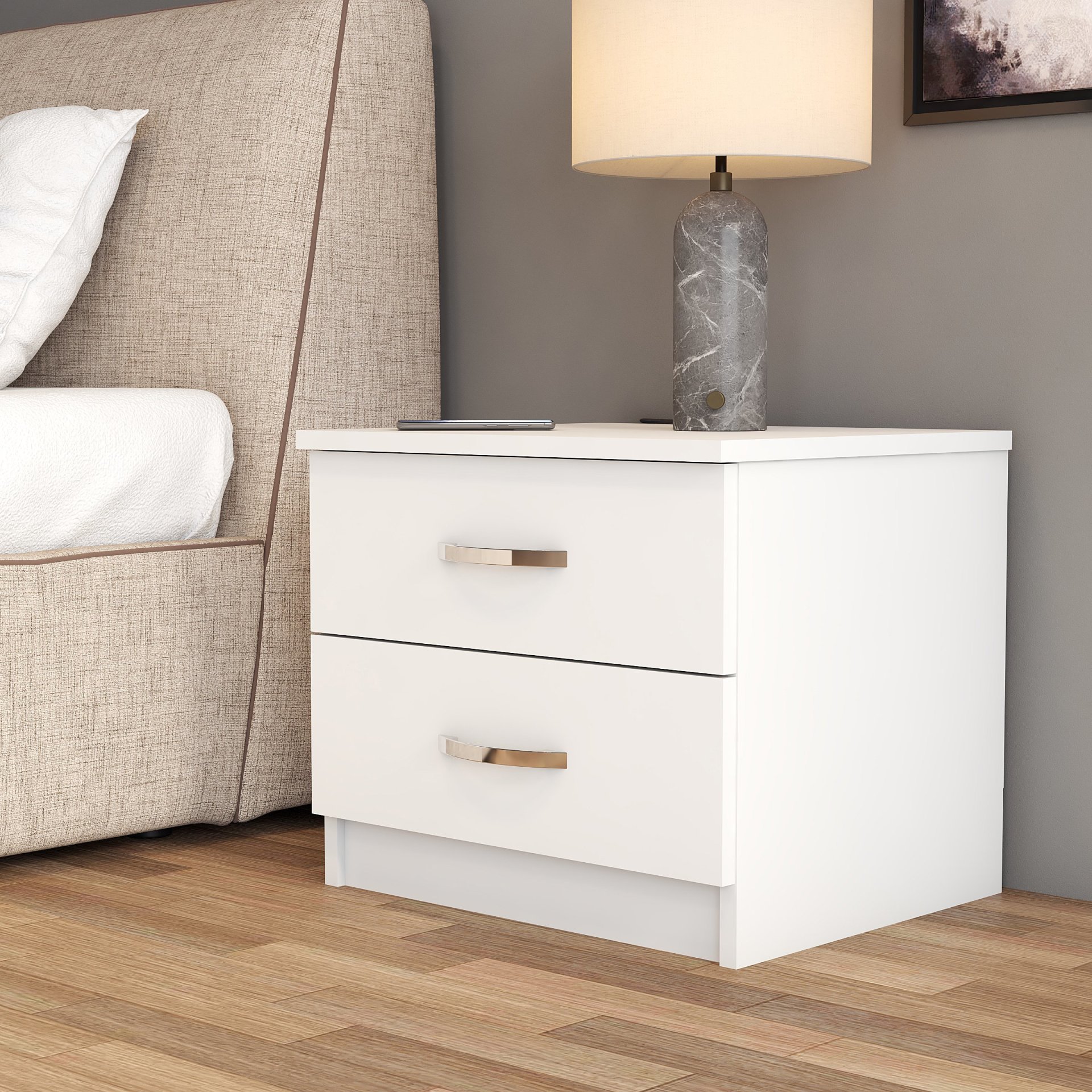 Komidin 2 Çekmeceli Beyaz - KMD0201