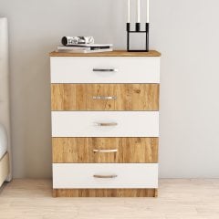 Şifonyer 5 Çekmeceli Çam Beyaz - SFY0204