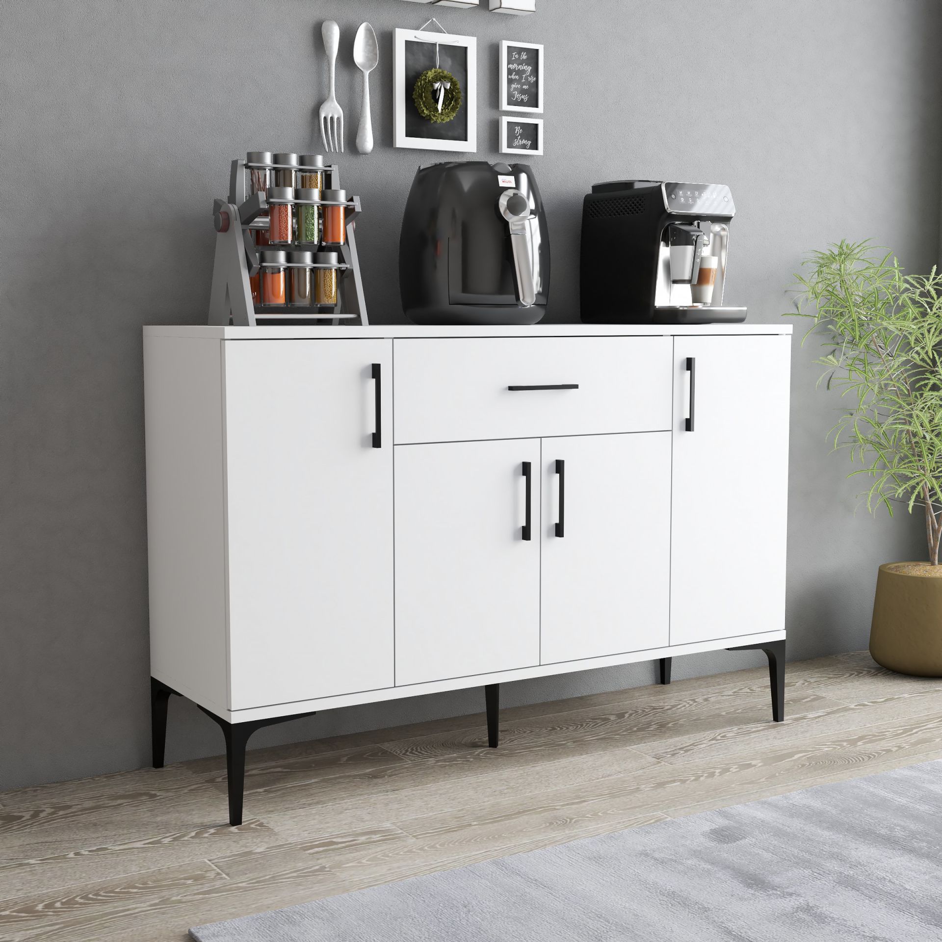 Melis 4 Kapaklı Çekmeceli Çok Amaçlı Dolap Beyaz - MDL0301