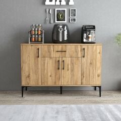 Tanmob MDL0302 Alt Çok Amaçlı Dolap 4 Kapaklı Çekmeceli Mutfak Dolabı Çam