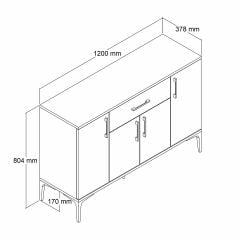 Tanmob MDL0302 Alt Çok Amaçlı Dolap 4 Kapaklı Çekmeceli Mutfak Dolabı Çam
