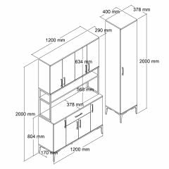 Tanmob MDL0503 Alt Üst Tek Kapılı Çok Amaçlı Dolap 8 Kapaklı Çekmeceli Raflı Beyaz Çam