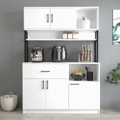 Tanmob MTD0201 İnci 128 cm Kapaklı Çekmeceli Raflı Mutfak Dolabı Beyaz