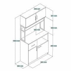 Tanmob MTD0101 İnci 90 cm Kapaklı Çekmeceli Raflı Mutfak Dolabı Beyaz