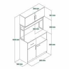 Tanmob MTD0102 İnci 90 cm Kapaklı Çekmeceli Raflı Mutfak Dolabı Çam