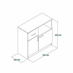 Tanmob MTD0301 İnci 90 cm Kapaklı Çekmeceli Alt Mutfak Dolabı Beyaz