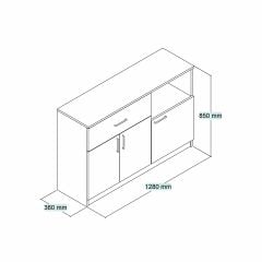 Tanmob MTD0402 İnci 128 cm Kapaklı Çekmeceli Alt Mutfak Dolabı Çam