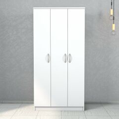 Nisa 3 Kapılı 6 Raflı Geniş Gardrop Beyaz-GRD0901