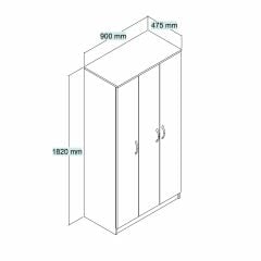 Nisa 3 Kapılı 6 Raflı Geniş Gardrop Beyaz-GRD0901