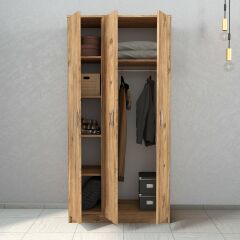 Nisa 3 Kapılı 6 Raflı Geniş Gardrop Çam - GRD0902
