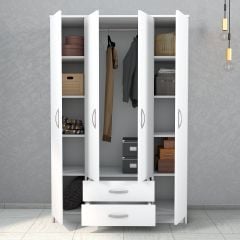 Nisa 4 Kapılı 2 Çekmeceli 10 Raflı Geniş Gardrop Beyaz - GRD1001