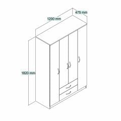 Nisa 4 Kapılı 2 Çekmeceli 10 Raflı Geniş Gardrop Çam - GRD1002
