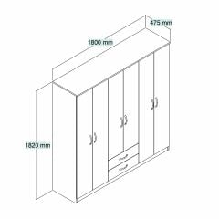 Nisa 6 Kapılı 2 Çekmeceli 7 Raflı Geniş Gardrop Beyaz - GRD1101