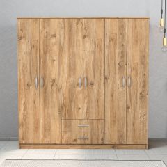 Nisa 6 Kapılı 2 Çekmeceli 7 Raflı Geniş Gardrop Çam - GRD1102