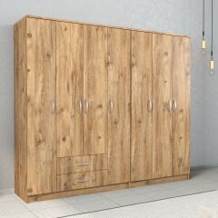 Nisa 7 Kapılı 2 Çekmeceli 14 Raflı Geniş Gardrop Çam - GRD1202