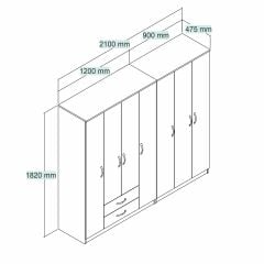Nisa 7 Kapılı 2 Çekmeceli 14 Raflı Geniş Gardrop Çam - GRD1202
