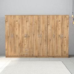 Nisa 9 Kapılı 2 Çekmeceli 13 Raflı Geniş Gardrop Çam - GRD1302