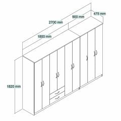 Nisa 9 Kapılı 2 Çekmeceli 13 Raflı Geniş Gardrop Çam - GRD1302