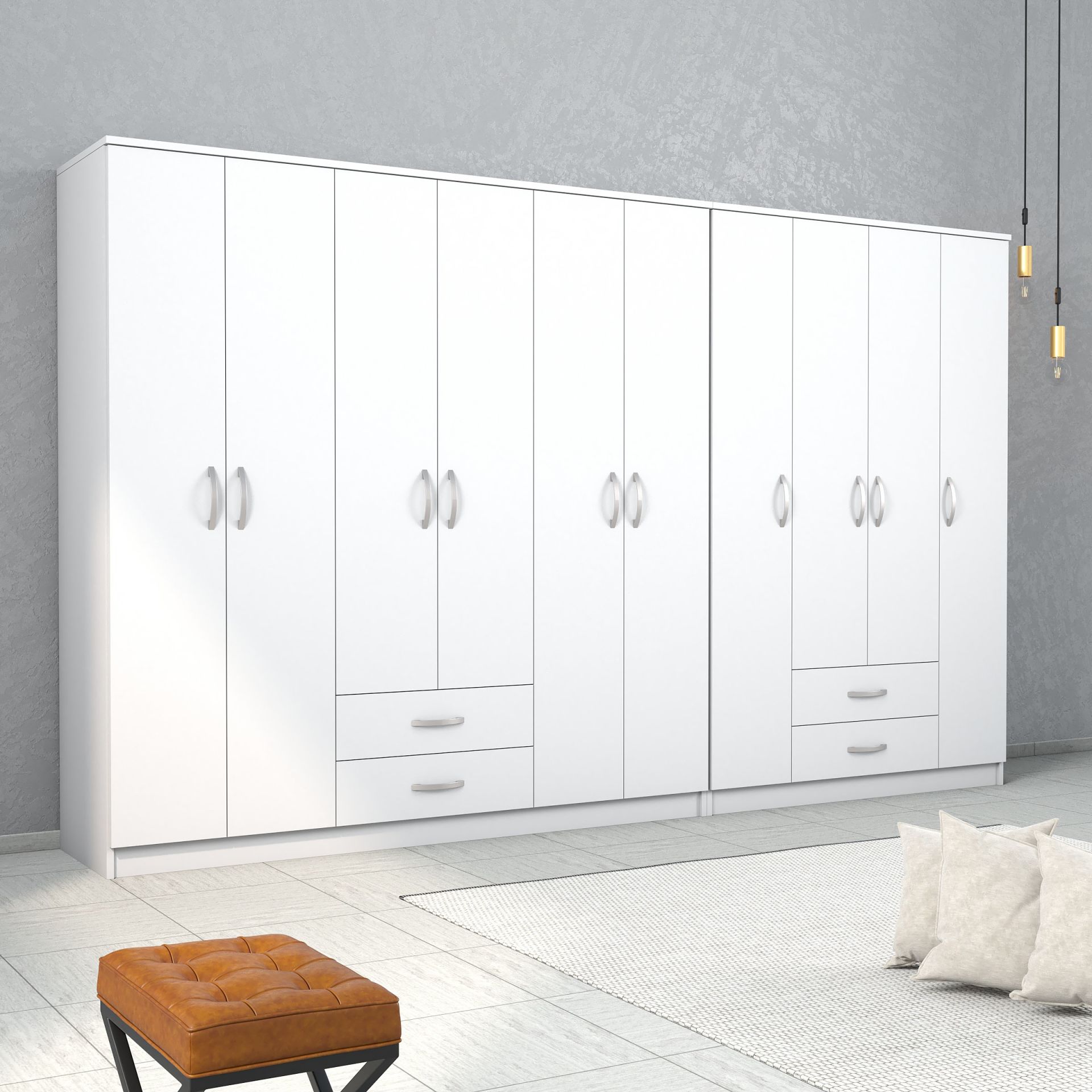 Nisa 10 Kapılı 4 Çekmeceli 16 Raflı Geniş Gardrop Beyaz - GRD1401