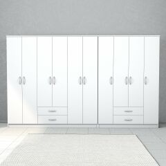 Nisa 10 Kapılı 4 Çekmeceli 16 Raflı Geniş Gardrop Beyaz - GRD1401