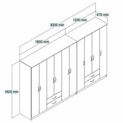 Nisa 10 Kapılı 4 Çekmeceli 16 Raflı Geniş Gardrop Beyaz - GRD1401