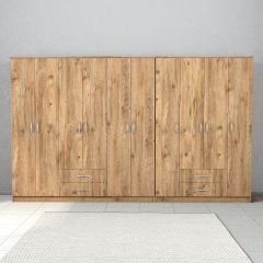 Nisa 10 Kapılı 4 Çekmeceli 16 Raflı Geniş Gardrop Çam - GRD1402