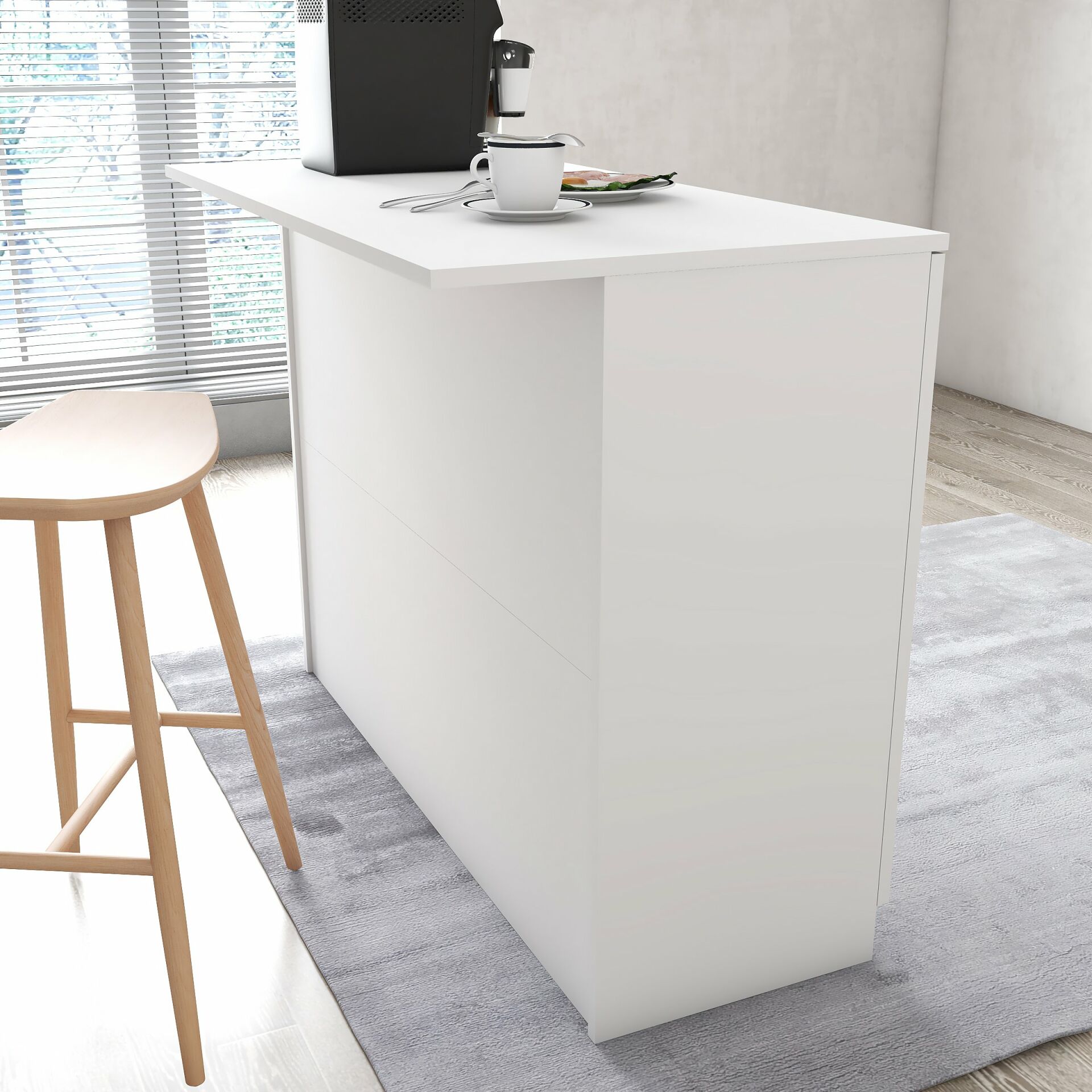 Tanmob MTD0501 Ada Mutfak 120 cm Kapaklı Raflı Beyaz