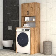 2 Kapaklı Raflı Çamaşır Makinesi Dolabı Çam - BDL0602